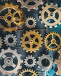 A mosaic of gears, each labeled with team roles, showcasing how diverse skills come together through collaboration to drive community goals