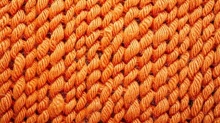 Leinwandbilder - Woven orange wool fabric texture Hand knitted textile canvas background Patchwork carpet backdrop Factory material threads Abstract design Closeup mockup top view : Generative AI