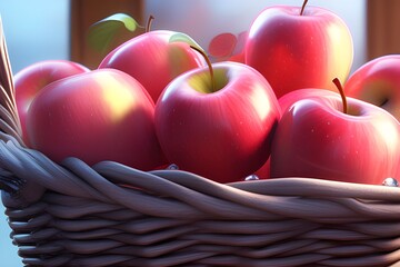 Wall Mural - Closeup of apple fruit In the fruit basket