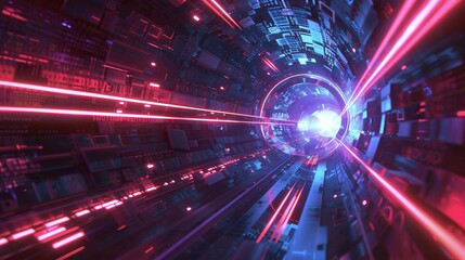 Wall Mural - secure iot network: abstract visualization of high-speed data transfer and encryption in motion