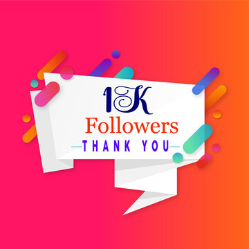 1000 followers vector. 1k followers Greeting social card: thank you, followers. Congratulations on the follower design template.