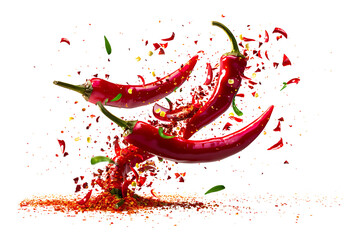  Falling bursting chili peppers png