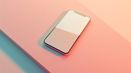Poster - Smartphone mockup Phone with blank screen template Flat lay Minimalist styled : Generative AI
