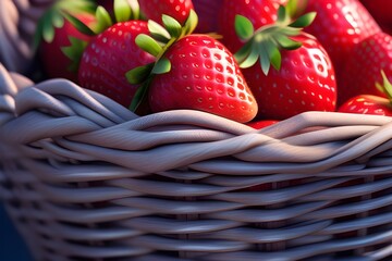 Wall Mural - strawberries in a basket