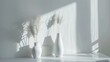 Close up view of minimal home interior design with copy space mock up frame vases and decorations in white concept : Generative AI