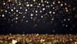 Gold confetti background dark stars abstract blurred bokeh bright brightly celebration christmas decoration defocused effect electricity aethereal festival festive funky gala 2024 2025 patt