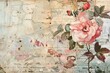 Vintage paper ephemera, text and flowers collage. Collage of faded vintage papers, ephemera, text, and vintage botanical flowers. .
