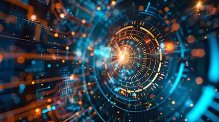 Wall Mural - futuristic circuitry and connectivity concept illustration - digital innovation and information tech