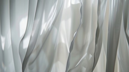 Aufkleber - Close up of a sheer white window curtains Abstract interior scene : Generative AI