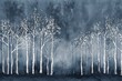 Birch Tree  Silver birch trees with a contrasting dark grey background water color, cartoon, hand drawing, animation 3D, vibrant, minimalist style