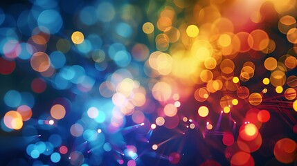 Wall Mural - abstract fiber optic lights displaying connectivity and data exchange over business-oriented backdro