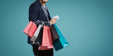 Fototapeta Miasto - Shopper with colorful bags and credit card