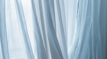 Aufkleber - Close up of a sheer white window curtains Abstract interior scene : Generative AI
