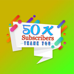 Poster - Thank you 50K subscribers, A celebration modern card colourful design for your channels or social networks.