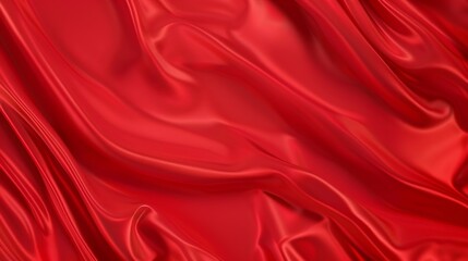 Poster - Red silk satin Luxury background with space for design Banner Wide Long Panoramic Flat lay top view table Template Christmas New Year : Generative AI