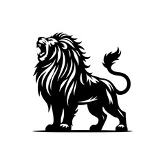 Roaring Majesty: Lion Vector Silhouette- Roaring Lion Illustration- Roaring Lion Vector Stock.