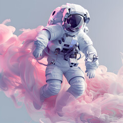 Wall Mural - spaceman or astronaut surrounded by smoke.