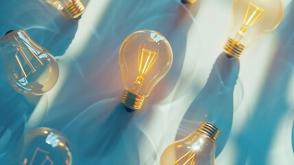 Aufkleber - One out unique idea light bulb concept  Flat lay : Generative AI