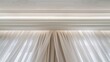 Ceiling cornice with drapes white curtain or tulle Interior details close up White ceiling plastic ceiling cornice with two rails brown matting fabric curtains and transparent curtains : Generative AI