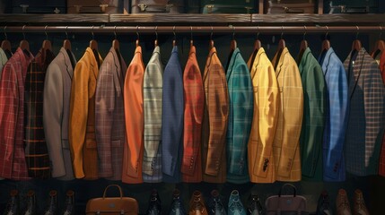 Textured Men's Jacket Collection on Display in High-End Boutique