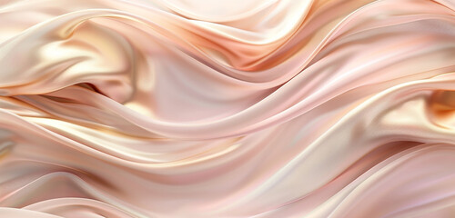 Wall Mural - Soft rose and pale gold waves in silky 3D for luxury packaging and elegant walls.