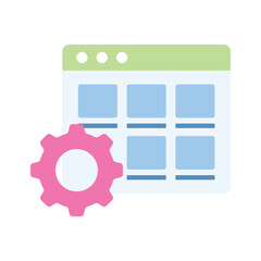Wall Mural - gear on webpage showing concept vector of website management, editable vector