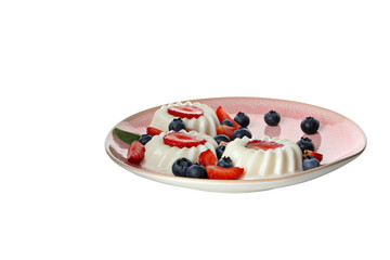 Wall Mural - PNG of panna cotta dessert in a plate isolated on white background.