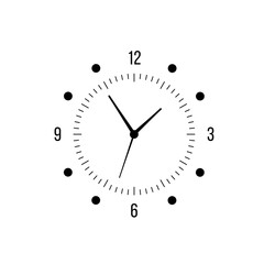 PNG, Minimalist watch, round clocks and watch face. Classic black and white round wall clock isolated on white. Apartment. Vector illustration