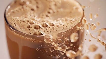 Aufkleber - Close up shot of milk coffee drink : Generative AI