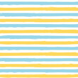 Vector illustration. Seamless pattern of yellow-blue horizontal stripes on a light milky white background. Textile printing, fabric design, packaging, wrapping paper, children's wallpaper