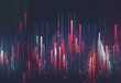 Generative AI creates a dark gray backdrop, featuring a stock market bar graph displaying red and blue candles, encapsulating the essence of financial data visualization.