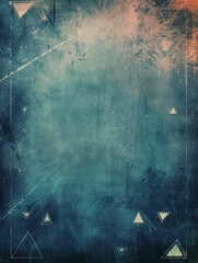 Sticker - Dark blue grunge background with a pattern of faded triangles.