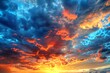 Colorful dramatic sunset with beautiful clouds .