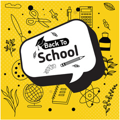 Wall Mural - Back to school icon vector design with speech bubble