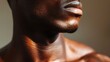 Collarbones Detailed texture of human skin Close up shot of young africanamerican male body Skincare bodycare healthcare hygiene and medicine concept Looks beauty and wellkept Dermatol : Generative AI