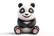 3d render cartoon character of cute happy panda sitting on the floor isolated on white background