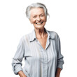 portrait of senior woman wearing white shirt isolated on transparent background
