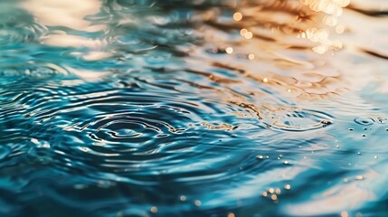 Aufkleber - Water panoramic banner background Water texture water surface with rings and ripple Spa concept background Flat lay top view copy space composition with copyspace : Generative AI