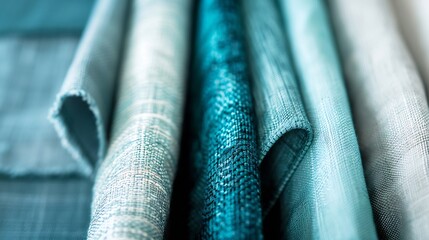 Leinwandbilder - close up catalog of interior luxury fabric sample chart showing multi texture pattern and color tone interior drapery and curtain samples in green blue cyan grey color palette : Generative AI