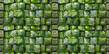Seamless Rock Pattern, Tileable Mossy Stone Dungeon Masonry Texture, Great For Video Game Design