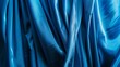 Closeup view of bright blue curtain in thin and thick vertical folds made of dense fabric Textured abstract backgrounds and wallpapers Materials and textiles : Generative AI