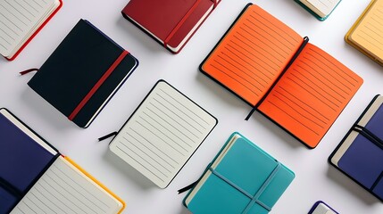 Poster - Various notebook with flat lay concept isolated on white background : Generative AI