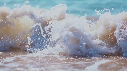 Aufkleber - wave splash sea beach macro close up : Generative AI
