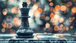 Majestic Queen Chess Piece Gleaming Amidst Enchanting Bokeh Lights