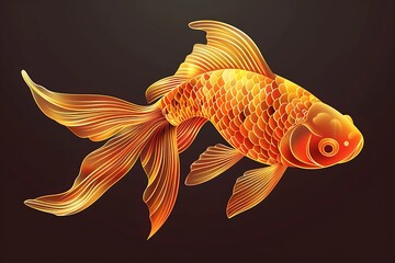 Wall Mural - A shape of gold fish lantern, vector, illustraction .
