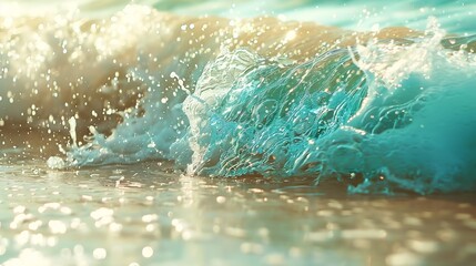 Aufkleber - wave splash sea beach macro close up : Generative AI