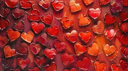 Canvas Print - A vibrant display of red hearts set against colorful backgrounds serves as the focal point for textile and wallpaper designs embodying the essence of both Valentine s Day and Women s Day