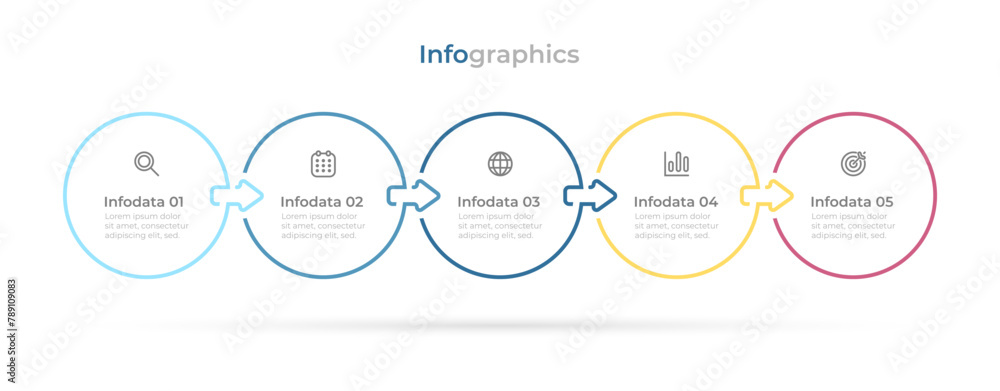 Vector thin line infographic label design with circle and arrow ...