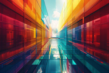 Wall Mural - abstract architecture background multicolor - 3d rendering.