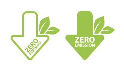 Wall Mural - Zero Emission. Net zero label stamp design leaves Zero Emission carbon eco stamp symbol Vector